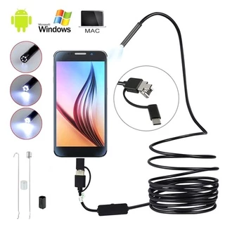 Endoscope HD 3in1 กล้องแอนโดสโคป กล้องงู ต่อคอม มือถือ กล้องส่องท่อ​ กันน้ํา USB / TYPE-C / Micro-USB Endoscope Camera