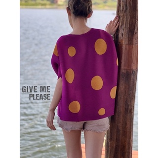 เสื้อพลีท Polka Dot Purple Pleats Top