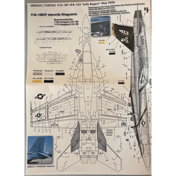 HOBBY DECAL AL72002V1 F/A-18F F-18F Super Hornet VFA-103 Roger Jollys May 2006 1/72 - DECAL