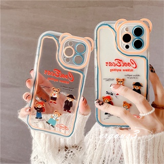 เคสโทรศัพท์มือถือ แบบนิ่ม ลายการ์ตูนหมีน่ารัก ป้องกันเลนส์ สําหรับ iPhone 14 13 12 11 Pro Max SE2020 X XR Xs Max 7 8 6 6s Plus