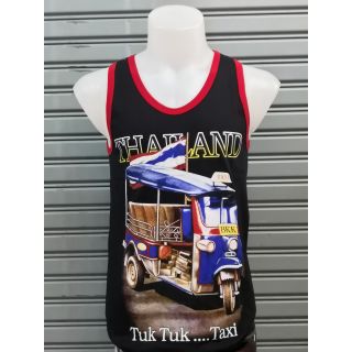 เสื้อกล้ามพื้นดำ ผู้ชาย ไซส์ M 38-40 นิ้ว ลาย Tuk Tuk งานสวย พร้อมส่ง