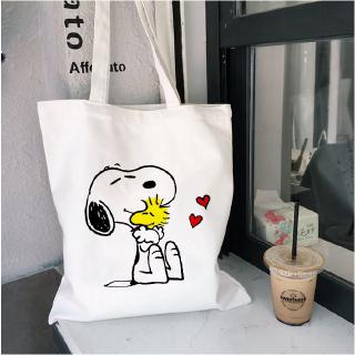 กระเป๋าสะพายไหล่กระเป๋าถือสําหรับสตรีลาย snoopy dog tote ความจุขนาดใหญ่