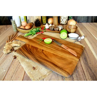 NT343 เขียงไม้เหลี่ยมมีด้ามจับ เขียงใช้ในครัว เขียงไม้ตามจุรี เขียงด้าม cutting board เขียงทำอาหาร เขียงมือจับ อาหาร