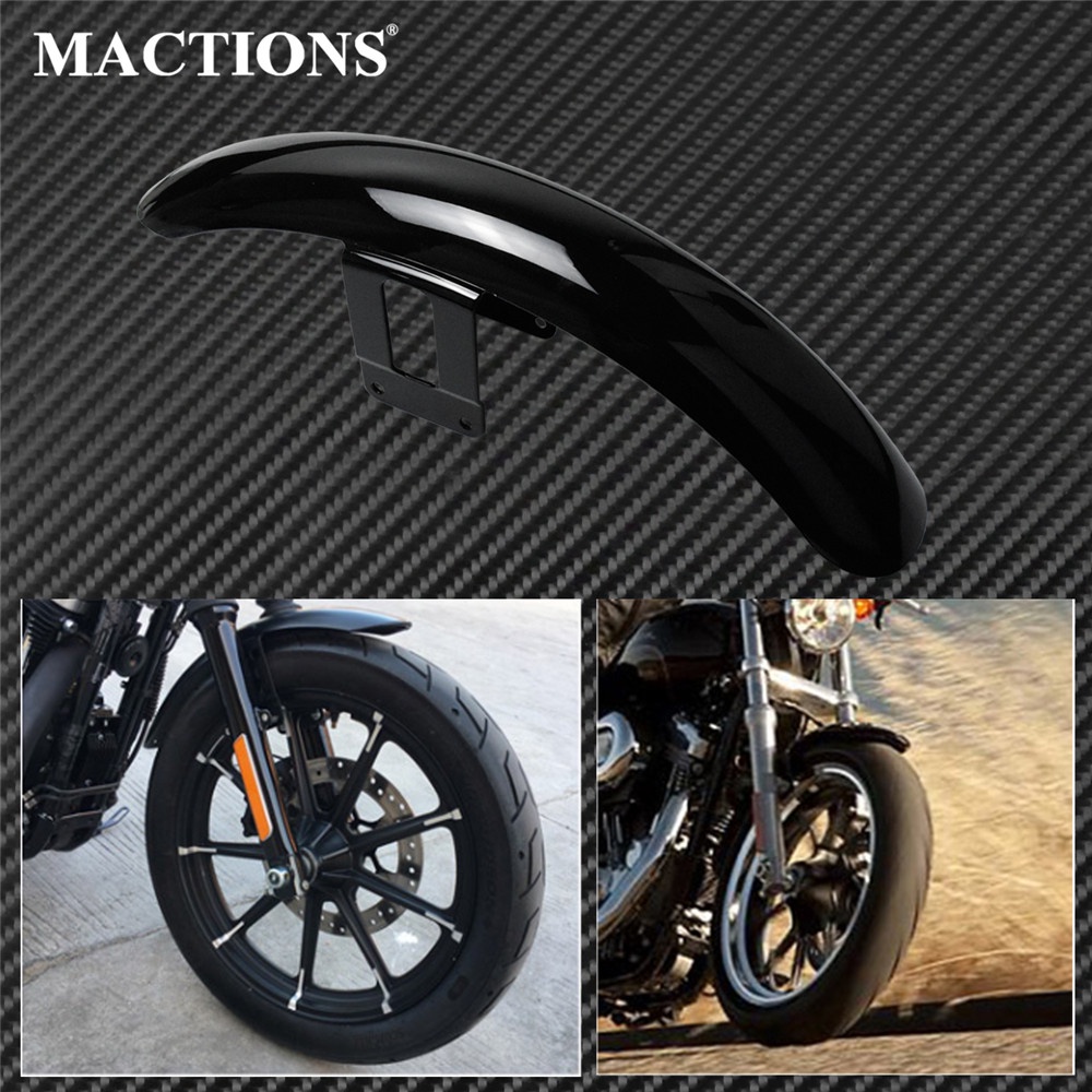 1x Motorcycle Front Fender Fairing Mudguard Wheel Cover ABS Plastic Gloss Black For Harley Sportster XL883 2004-2014 201