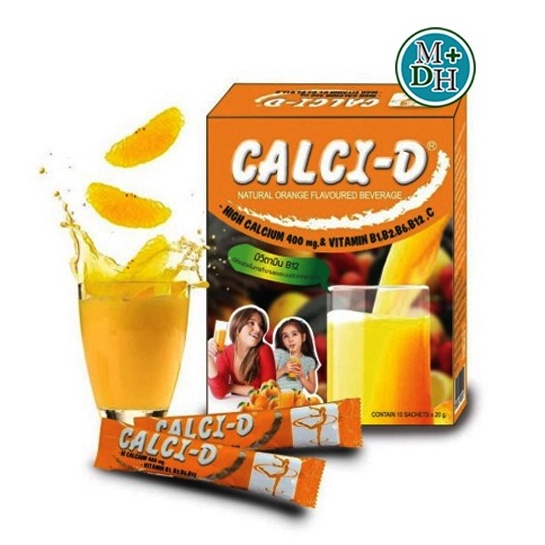 Calci-D Calci - D Calci D Orange เเคลซี่-ดี เเคลเซียม ผสม วิตามิน รสส้ม บำรุงร่ายกาย และ สมอง 1 กล่อ