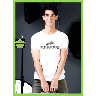 rudedog เสื้อคอกลม  ชายหญิง  รุ่น logo18 สีขาว