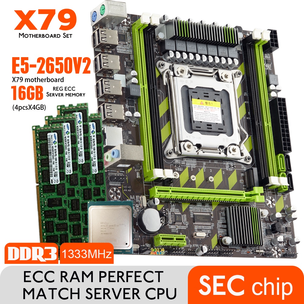 เมนบอร์ดx79 Motherboard With Xeon E5 2650 V2 4 4g Ddr3 1333 Reg Ecc Ram Memory Combo Kit Set