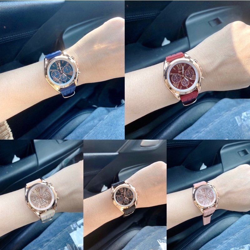นาฬิกาสมาทวอช GRAND EAGLE นาฬิกาข้อมือผู้หญิง นาฬิกาแฟชั่นสไตล์MK  สายซิลิโคนนิ่ม genevaแท้ พร้อมส่งจากไทย
