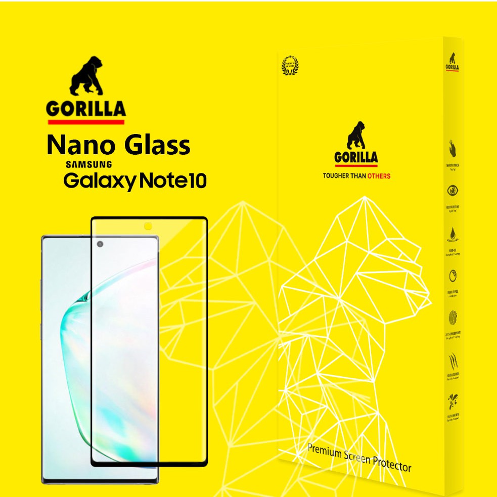 ฟิล์มกันกระแทก Galaxy Note10 Gorilla Nano Glass แบบเต็มจอ Samsung Note10 / Note 10+