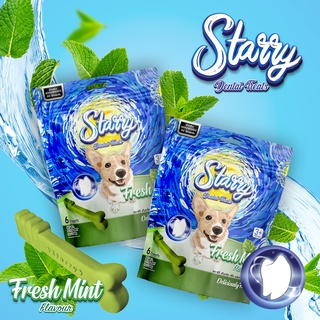 New STARRY DENTAL TREATS ขนมขัดฟันสุนัข รสเฟรช มิ้นท์ (6 ชิ้น) 168 g