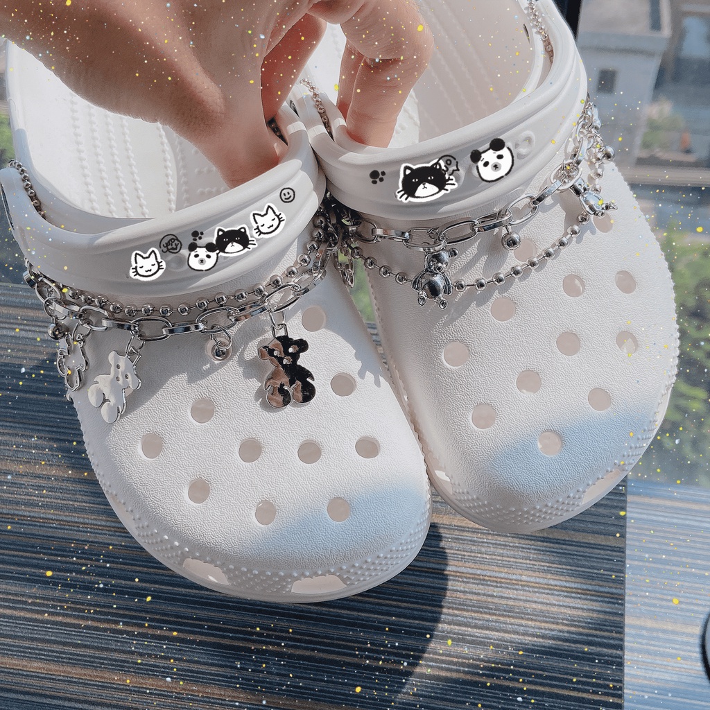【💥Ooyoudo】สายโซ่โลหะ ประดับไข่มุก สําหรับตกแต่ง DIY 2 ชิ้น【แตะผู้หญิง jibitz อุปกรณ์เสริม】