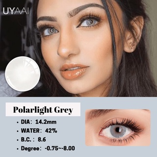 {เกรด -0.75~-8.00} Uyaai คอนแทคเลนส์โพลาร์ไลท์ สีเทา 2 ชิ้น ต่อคู่