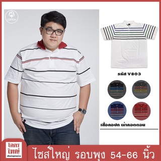 เสื้อโปโล เสื้อคอปก อก 54-66 นิ้ว cotton100% ไซส์ใหญ่พิเศษ เสื้อคนอ้วน รหัส 803 : KODYAI