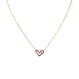 สร้อยคอ LAROV รุ่น NR66-02 สีพิ้งค์โกลด์ สแตนเลสแท้ ประดับเพชรCZ แบรนด์เกาหลีแท้ 100%