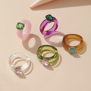 แหวนเรซิ่น/อคริลิคเพชรหลากสี Diamond COLORFUL acrylic ring