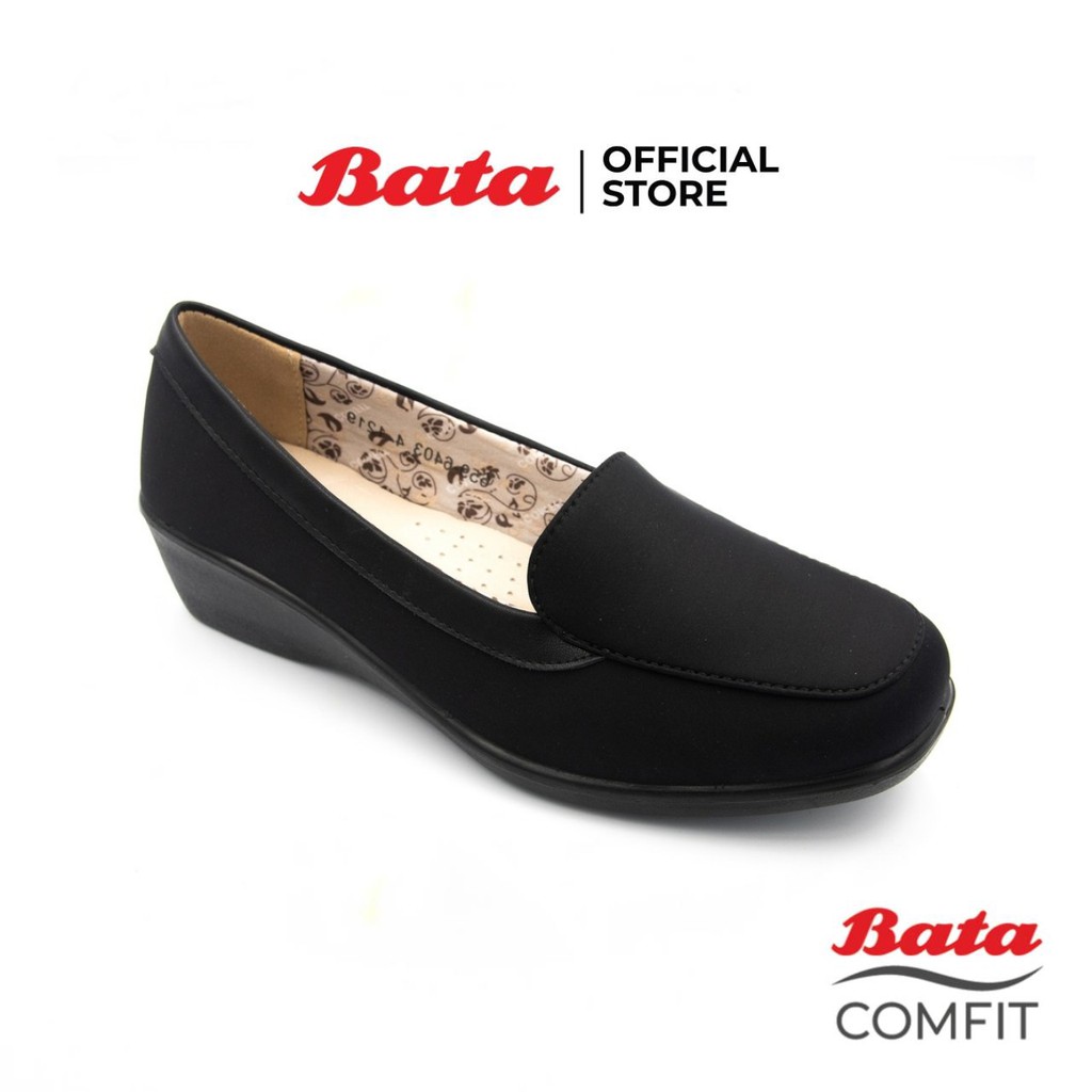 *Best Seller* Bata บาจา COMFIT รองเท้าลำลองหญิง DRESS แบบสวม เสริมส้นสูง 1 นิ้ว สวมใส่ง่าย สีดำ รหัส