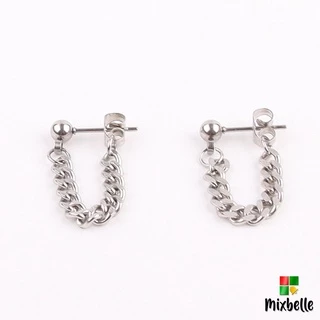 ต่างหูโซ่ จิวหู Stainless Steel แท้ ไม่ลอก ไม่ดำ เครื่องประดับสแตนเลส (รหัส XO)