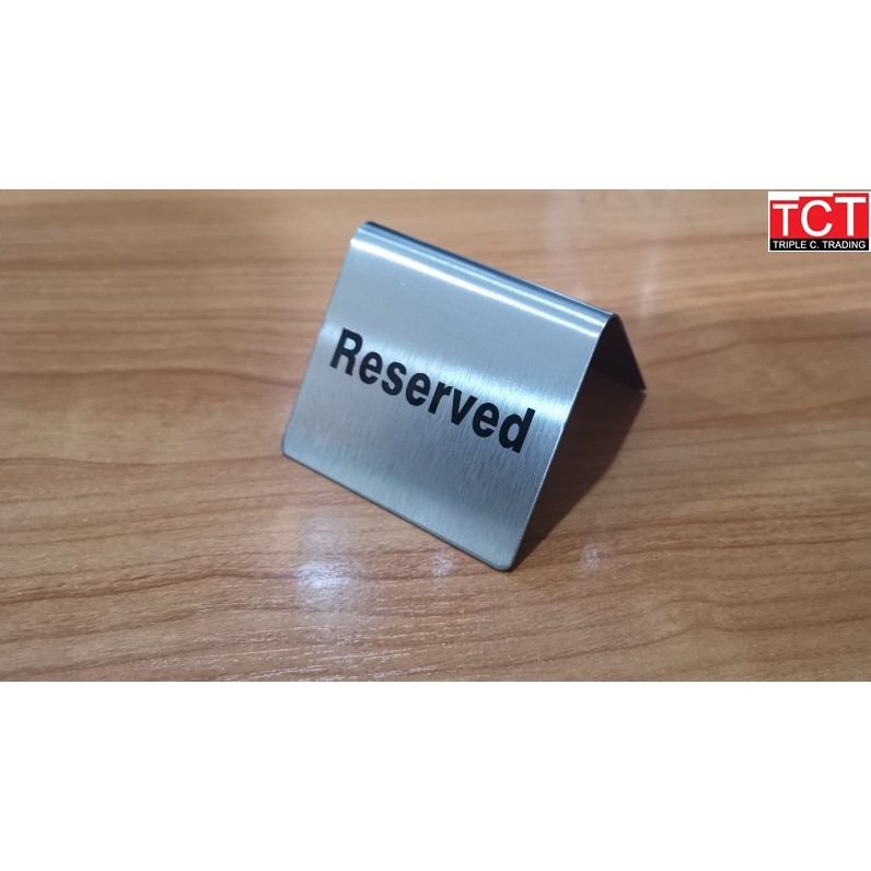 ป้ายจองโต๊ะสแตนเลส ป้ายReserved  (Reserved sign) ขนาด 7x6.5x5.5 cm.