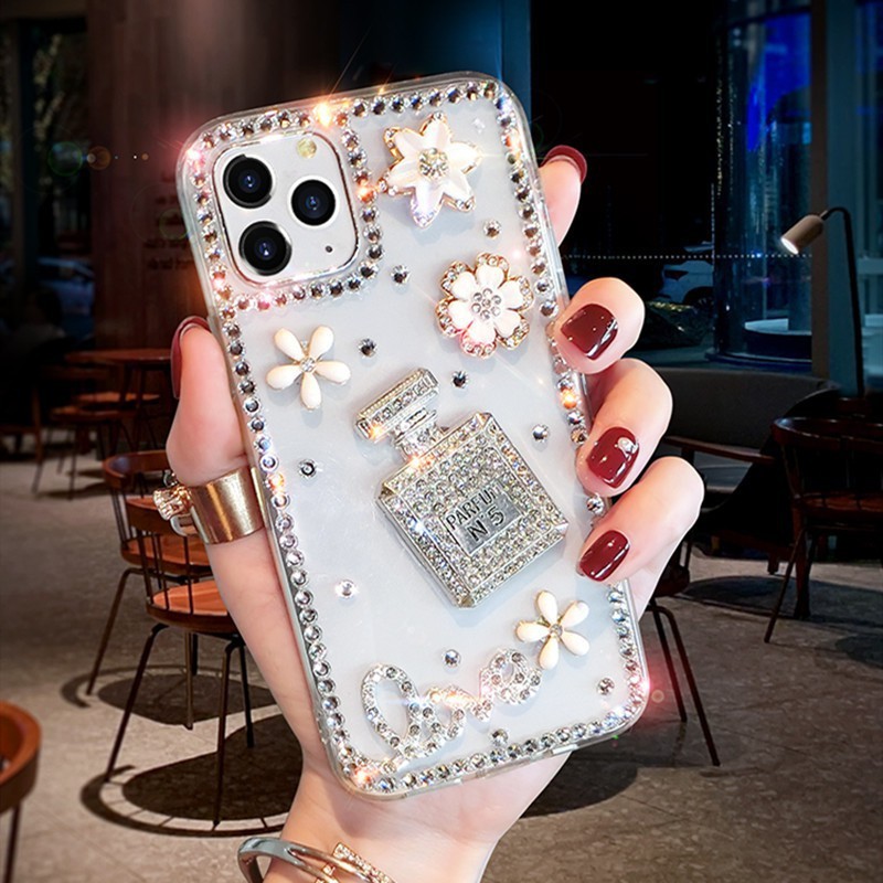 หรูหราปลอกOPPO Reno16 15 14 13 12 11 10 Pro 5G / Reno16 F 15F 14F 13F 11F / Reno8 T 8Z 7Zแฟชั่นBling Rhinestone Eiffel Towerขวดน้ําหอมHandmadeฝาครอบโทรศัพท์