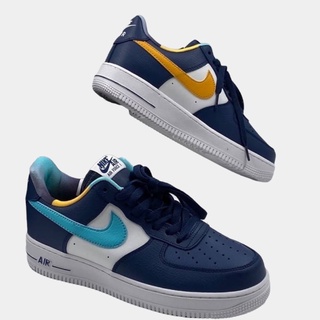 Nike Air Force (พร้อมกล่อง) รองเท้าผ้าใบเสริมส้น งานดีสุด(hi-end) เทียบแท้100% สีน้ําเงินเข้ม