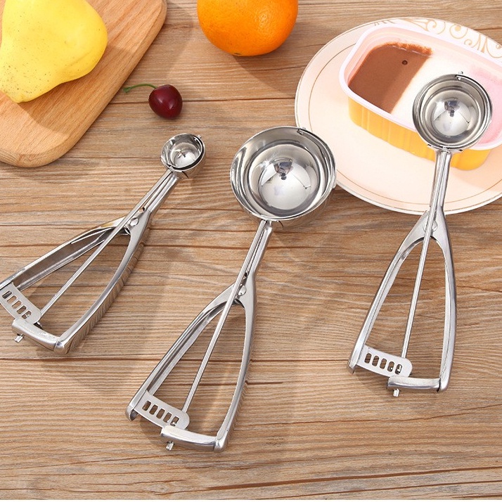 พร้อมส่ง ใหม่ ที่ตักไอศกรีม ผลไม้ สเตนเลส 304 แบบหนา 3 4 5 7 ซม. DIY 1 ชิ้น