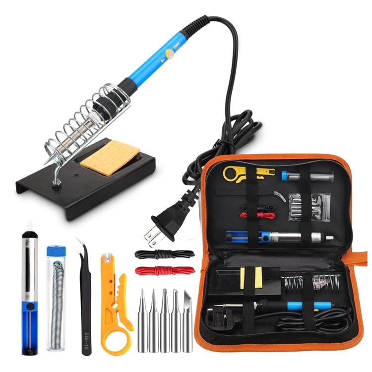 หัวแร้งบัดกรี 15 ชิ้น 60W ปรับอุณหภูมิได้ จอแอลซีดีหัวแร้งไฟฟ้า electric soldering iron ปั๊มเครื่องมือเชื่อม
