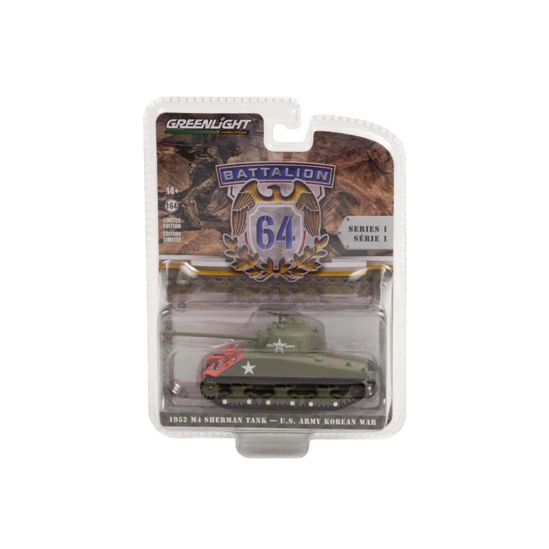 Greenlight 1/64 Battalion 64 Series 1 - 1952 M4 Sherman Tank - U.S. Army Korean War 61010-B