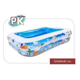 สระน้ำเป่าลม JL57179 สระน้ำ สระลายปลา 2 ชั้น 1.25ม. ขนาดสระ(125x90x40 cm.)