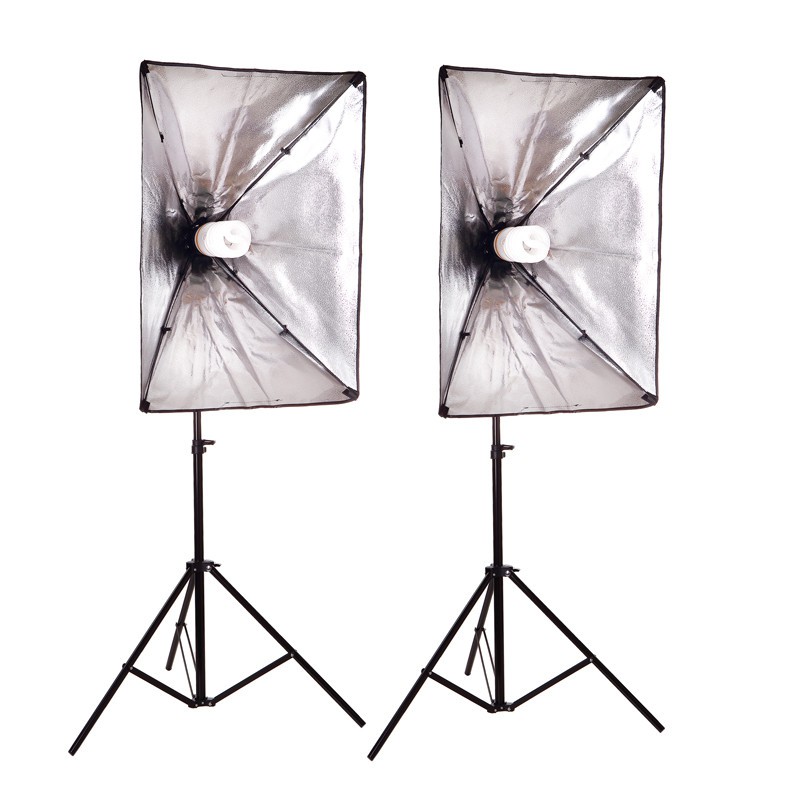 สตูดิโอถ่ายภาพ ไฟต่อเนื่อง ไฟสตูดิโอ 50x70 Softbox มีสองชุดเหมือนในรูปพร้อมหลอดไฟE27