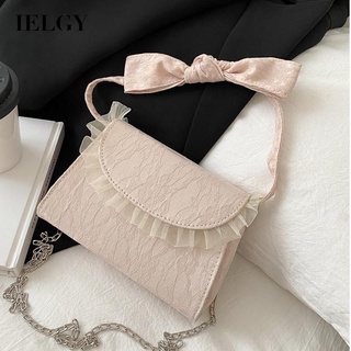 IELGY Retro bow crossbody shoulder handbag lace pearl temperament women