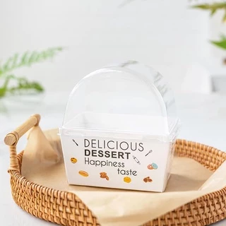 กล่องทิมเบอร์ริง กล่องแซนวิชพร้อมฝาโดมใส ใส่เบเกอรี่ กล่องแซนวิสฝาครอบ (1แพ็ค:20ชุด)