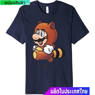 นินเทนโด ซูเปอร์มาริโอ เกมส์ญี่ปุ่น การ์ตูน  Nintendo Super Mario Tanooki Suit Jump Premium T-Shirt teeคอกลม แฟชั่น แขนส