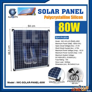 แผงโซล่าเซลล์ Solar Panel แผงโซล่า IWACHI แผงโซล่าเซลล์ 80W พลังงานแสงอาทิตย์กำลังไฟ 80 วัตต์