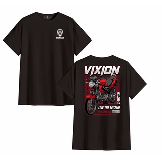 คอลูกเรือเสื้อยืดคอกลมเสื้อยืด พิมพ์ลายยานยนต์ Distro YAMAHA VIXION FACELIFT สําหรับผู้ชายผ้าฝ้ายแท้