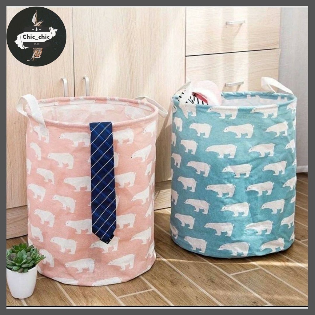 ตระกร้าผ้าเอนกประสงค์ พับเก็บได้ เครื่องใช้ในบ้านลายน่ารักสีสวย ##S-0005