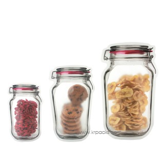 (สินค้าขายต่อใบ) ถุงซิปขวดโหล ทรงเมสันจาร์ / Mason Jar