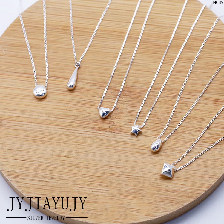 J&y สีเงิน 【พร้อมส่ง】สร้อยคอเงินแท้ 100% S925 เครื่องประดับแฟชั่นเกาหลี ของขวัญ N089