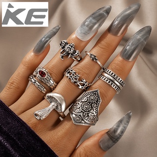 Set of Rings Mushroom Snake Elephant Silver 7 Piece Rings for Women for girls for women low pr