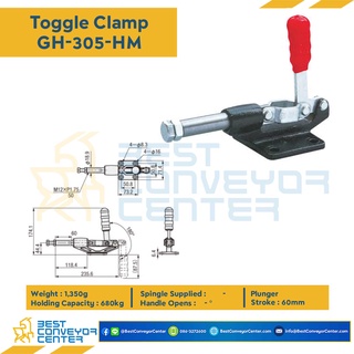 Toggle Clamp แบบดัน GH-305-HM Steel Zinc Load Cap 680 kg. Weight 1,350 g.