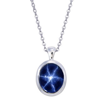 จี้พลอยไพลินสตาร์ พร้อมสร้อย เงินแท้ 92.5 % ชุบโรเดียม Pendent star sapphire &amp; necklace silver 92.5 % Rhodium plating