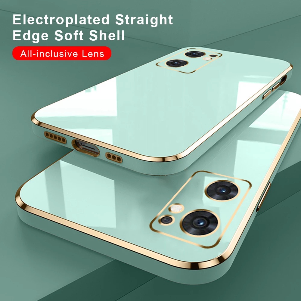 เคสมือถือ TPU ป้องกันรอย สำหรับ OPPO Reno 12 Pro 5G 11 11F 10 + 8T 4G 8 8z 6D จัตุรัสหรูหรา เคสโทรศัพท์เคลือบด้วยไฟฟ้า เคสขอบเงากันรอยกล้อง เคสหลังใส ท์ซิลิโคน