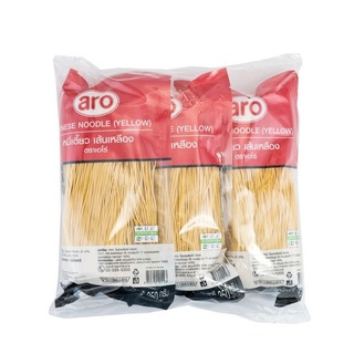 !!  สินค้าขายดี  !! เอโร่ หมี่เตี๊ยว เส้นเหลือง 350 กรัม x 3 ห่อ aro Yellow Noodles 350 g x 3 bags