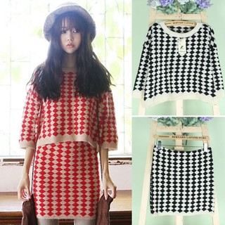 (สินค้าพร้อมส่งค่ะ) ชุดแฟชั่นเซ็ทเกาหลี เสื้อแขนห้าส่วน