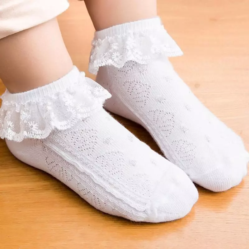 [สินค้าพร้อมส่ง] ถุงเท้าเด็กผ้าลูกไม้ ถุงเท้าเจ้าหญิง ผ้านิ่ม ลายสวย