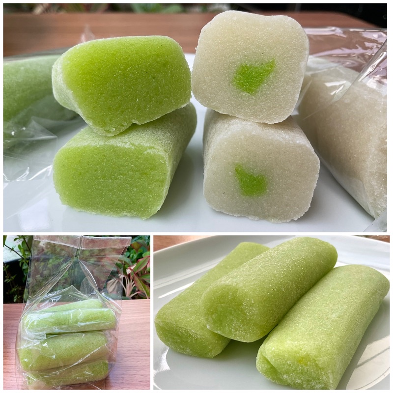 ขนมโก๋อ่อน สีเขียว/สีขาว 6 ชิ้น ขนมโบราณ ย้อนวัย
