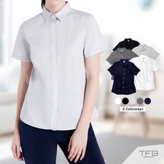 เสื้อเชิ้ตผู้หญิง แขนสั้น สีเทาอ่อน TFB Workwear