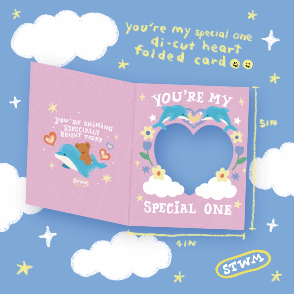You're my special one dicut folded postcard โปสการ์ดไดคัทหัวใจแบบพับ ใส่รูปข้างในได้ น่ารักมากกก | S