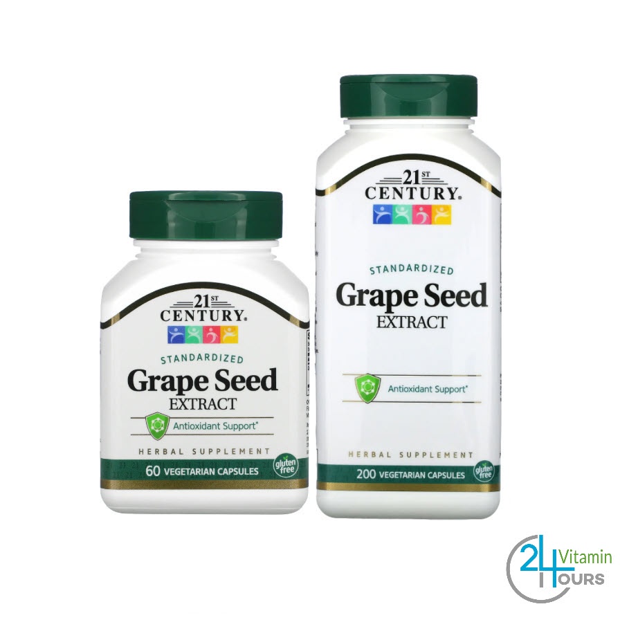 < พร้อมส่ง > 21st Century, Grape Seed Extract, Standardized, 60 แคปซูล -สารสกัดจากเมล็ดองุ่น ต้านอนุมูลอิสระ