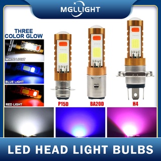 MGLLIGHT 1PCS หลอดไฟหน้า led มอเตอร์ไซค์ ไฟหน้า LED H6M P15D H4 หลอดไฟหน้าLED แสงสีขาว หลอดไฟหน้ามอเตอร์ไซค์