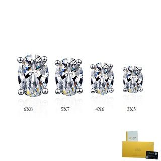 [with Gra Certificate]S925 Silver White Diamond Stud Earrings Oval Egg-Shaped Moissanite Earrings